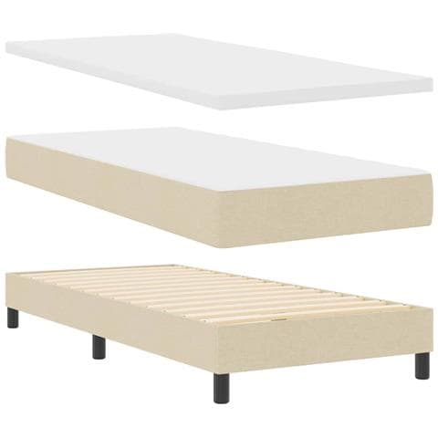 Letto box spring con materasso Crema 90 x 190 cm Tessuto - Foto 1