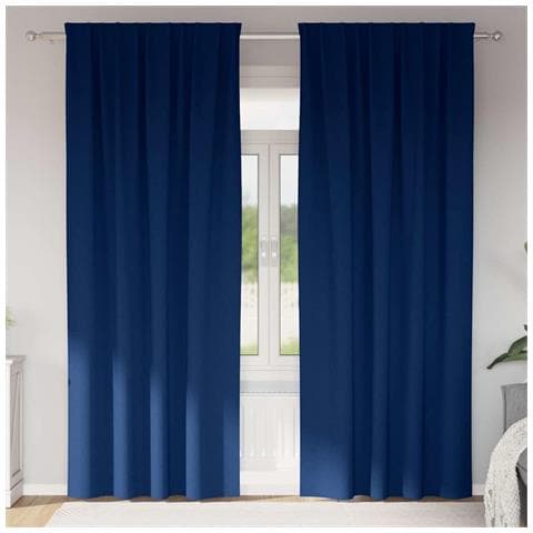 Tende con tende 2 pcs Blu scuro 225x140cm Poliestere - Foto 2