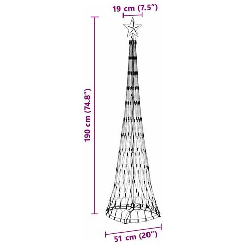 Albero di Natale LED con 230 LED Blu 51 x 51 x 190 cm Metallo - Foto 8