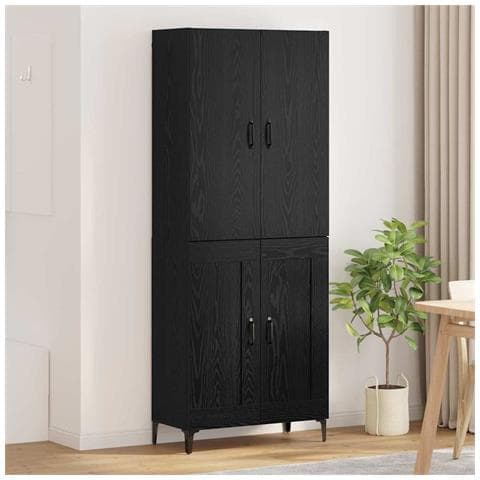 Credenza Rovere Nero 69,5 x 34 x 180 cm Legno multistrato - Foto 2