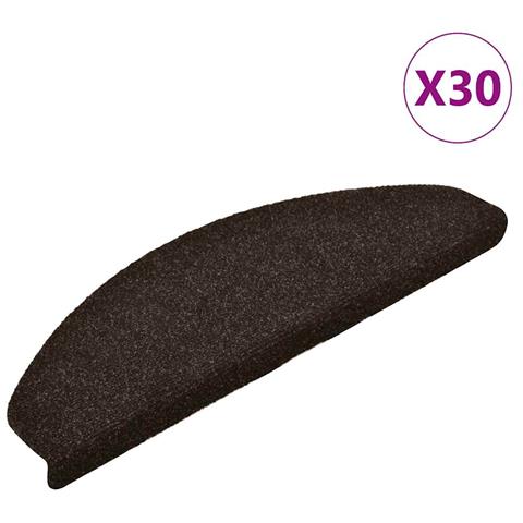 Tappetini per scale autoadesivi 30 pz 65x21x4 cm marrone scuro semicircolari grandi - Foto 1