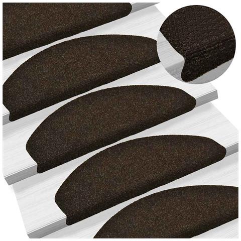 Tappetini per scale autoadesivi 30 pz 65x21x4 cm marrone scuro semicircolari grandi - Foto 2