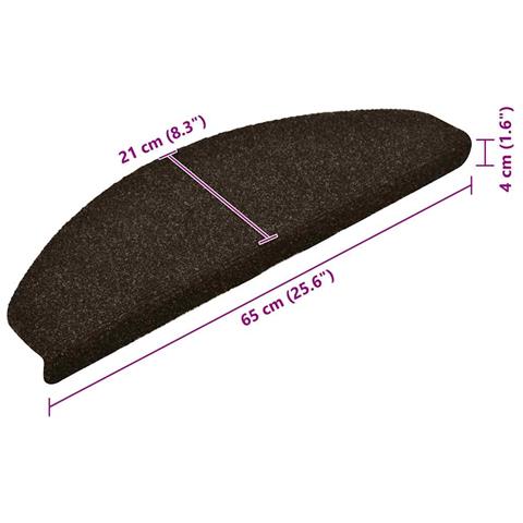 Tappetini per scale autoadesivi 30 pz 65x21x4 cm marrone scuro semicircolari grandi - Foto 8
