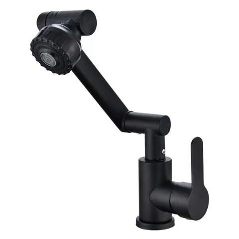Rubinetto per lavabo da bagno, Blackswan, tipo M321, modello nero opaco, pieghevole a 360°, misura 30 cm - Foto 1