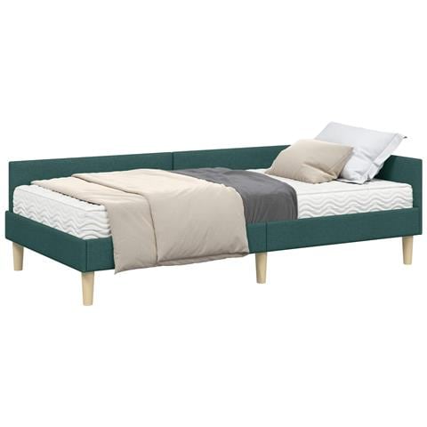 Struttura Letto Angolare con Materasso 2 pcs Verde Tessuto - Foto 1