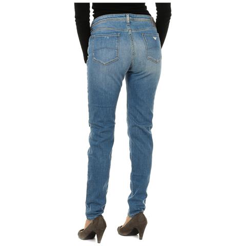 Pantaloni Lunghi In Denim Effetto Consumato E Strappato Da Donna 3y5j28-5d0uz - Foto 2