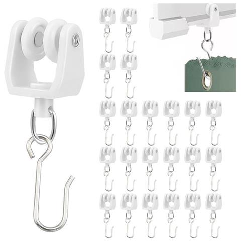 Set Di Ganci E Rulli Bianchi Per Binario Tenda - 50 Rulli E 50 Ganci - Foto 1