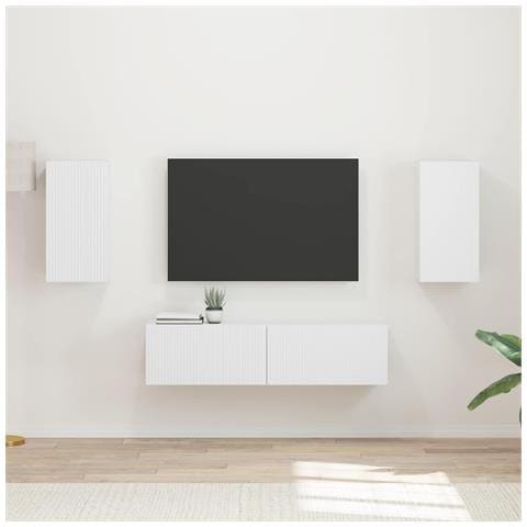 Set mobile TV 4 pz Bianco Legno ingegnerizzato - Foto 2