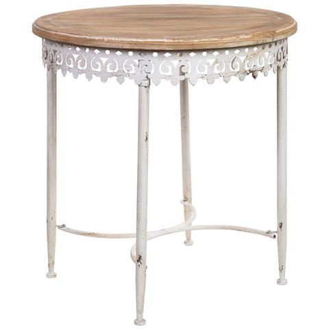 Tavolo Rotondo In Legno E Metallo Finitura Invecchiata 75x75x80h Cm - Foto 1