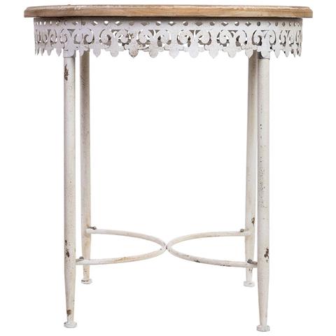 Tavolo Rotondo In Legno E Metallo Finitura Invecchiata 75x75x80h Cm - Foto 2