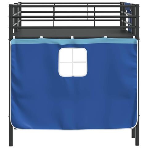 Struttura del Letto Loft per Bambini con Tendine Nero e Blu - Foto 9