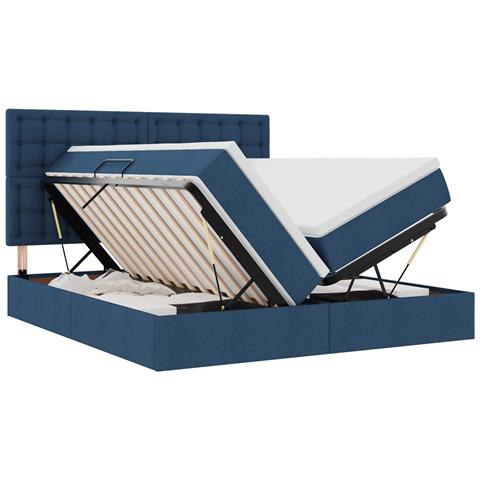 Letto con luci a strisce a LED Blu 200 x 200 cm Tessuto - Foto 1