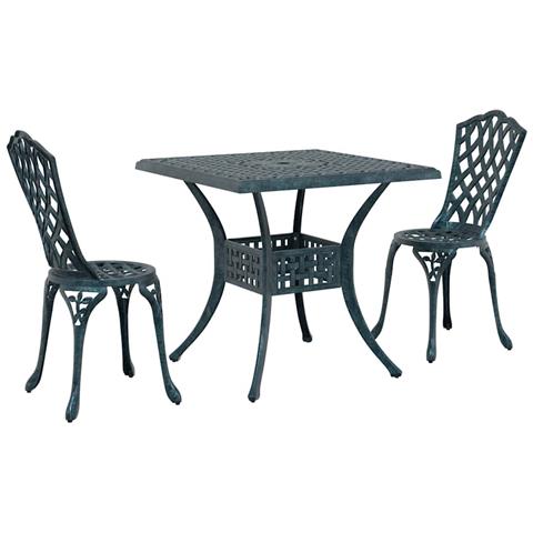 Set di Tavolo da Giardino 3 pcs Verde Alluminio pressofuso - Foto 1