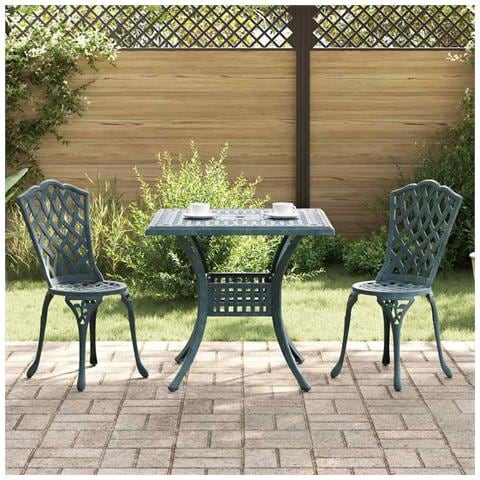 Set di Tavolo da Giardino 3 pcs Verde Alluminio pressofuso - Foto 2