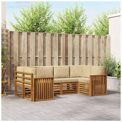 Set divani con cuscino 20 pcs Naturale Legno di Acacia Massello - Foto 2
