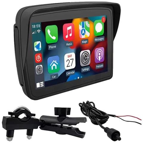 K600 Navigatore Gps Per Moto Con Doppio Bluetooth Telefonate Mappe Sistema Carplay E Android Auto Tf Card Per Musica E Film Staffa Rinforzata Manubrio - Foto 1