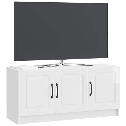 Mobile TV Bianco Lucido 99 x 34,5 x 47 cm Legno ingegnerizzato - Foto 2
