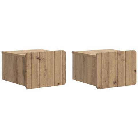 Mobiletto da notte a muro con cassetto 2 pcs Rovere Artigianale - Foto 1