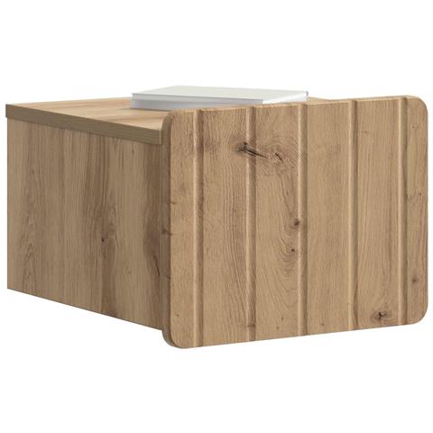 Mobiletto da notte a muro con cassetto 2 pcs Rovere Artigianale - Foto 2
