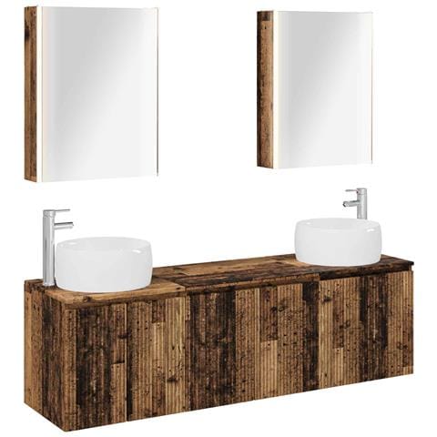 Set di Armadi da Bagno 5 pcs Legno antico Legno ingegnerizzato - Foto 1