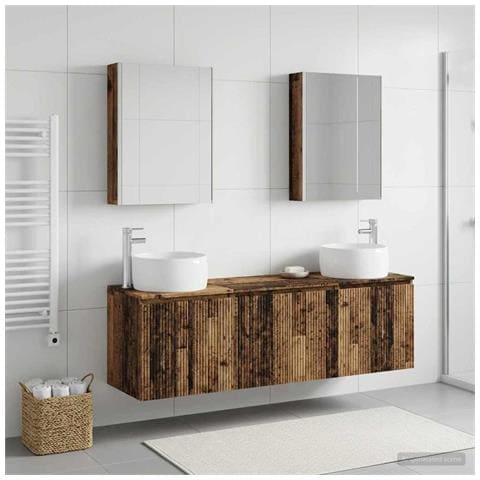 Set di Armadi da Bagno 5 pcs Legno antico Legno ingegnerizzato - Foto 2