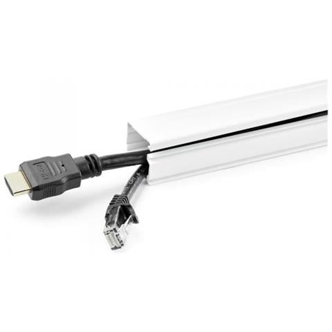 Canalina per la gestione dei cavi solida con nastro adesivo e coperchio, 29 mm P x 20mm H - 1,8m L, canaletta in PVC /kit per nascondere cavi di rete /alimentazione - Sistema di canalizzazione dei cavi a parete, omologato UL - Foto 3
