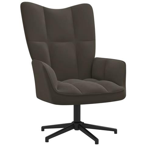 Sedia Relax Grigio Scuro in Velluto - Foto 1