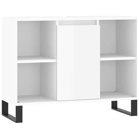 Armadietto Bagno Bianco Lucido 80x33x60cm In Legno Multistrato - Foto 1