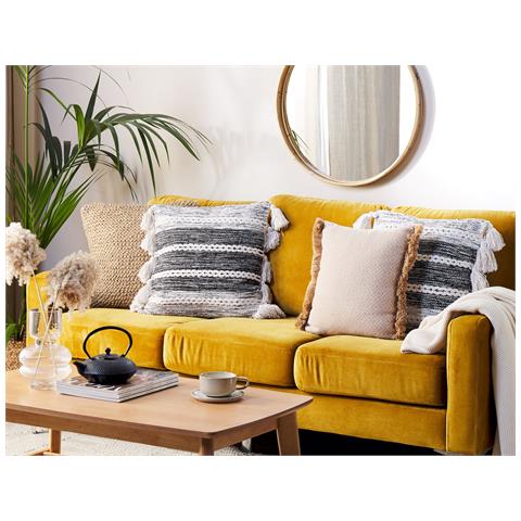 Cuscino Decorativo Rochea Cotone 45 X 45 Cm A Strisce Nero - Foto 1