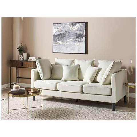 Divano 3 Posti Fenstad Tessuto Bianco Sporco - Foto 1