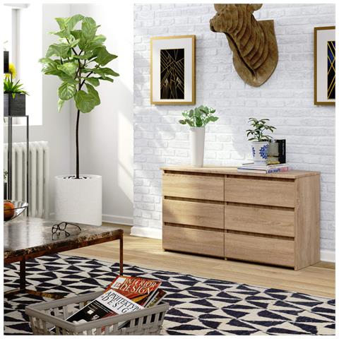 Cassettiera CL100, 6 cassetti, 100x35x57 cm, Colore Sonoma Quercia - Foto 6