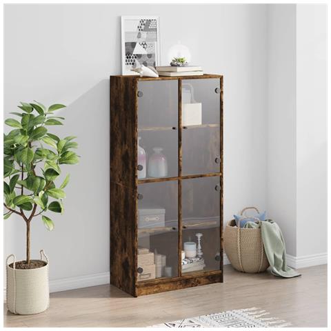 Credenza Con Ante Rovere Fumo 68x37x142 Cm Legno Multistrato - Foto 3