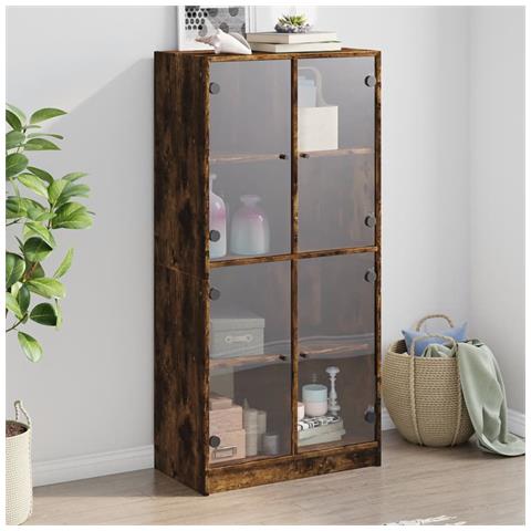 Credenza Con Ante Rovere Fumo 68x37x142 Cm Legno Multistrato - Foto 1