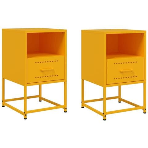 Comodini 2 Pz Giallo Senape 36x39x60,5 Cm In Acciaio - Foto 1