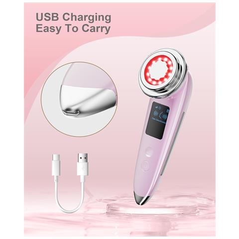 Massaggiatore Viso Lifting Viso Elettrico Massaggiatore Viso 4 In 1 Rassodamento Della Pelle Antietà Strumenti Rassodanti Per La Cura Della Pelle - Rosa - Foto 2