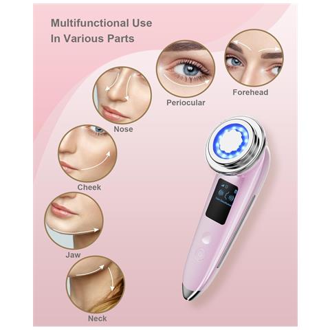 Massaggiatore Viso Lifting Viso Elettrico Massaggiatore Viso 4 In 1 Rassodamento Della Pelle Antietà Strumenti Rassodanti Per La Cura Della Pelle - Rosa - Foto 4