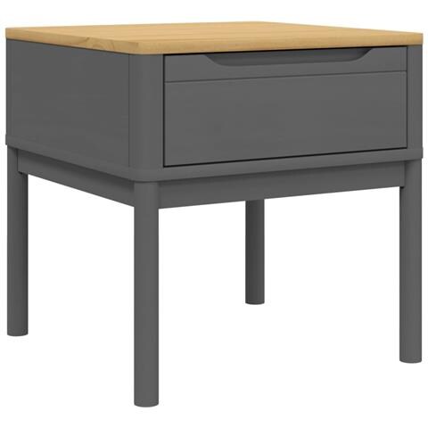 Tavolo per Lampada FLORO Grigio 55x55x54 cm Legno Massello Pino - Foto 2