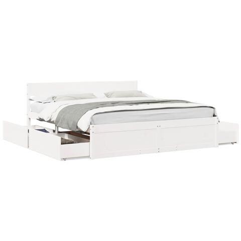 Letto Senza Materasso Bianco 180x200 Cm Legno Massello Di Pino - Foto 2