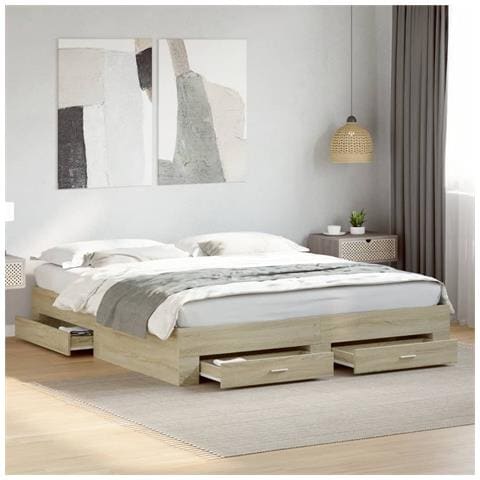 Giroletto Cassetti Rovere Sonoma 200x200 Cm Legno Multistrato - Foto 1