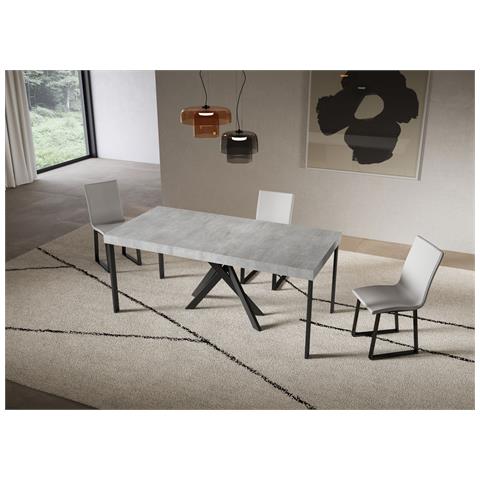 Consolle Allungabile 90x40/300 Cm Saki Premium Cemento Gambe Antracite - Foto 2