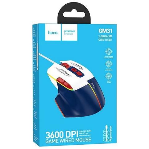 Professional Gaming Mouse A Filo Optical Gm31 3600 Dpi White Blu Led - Foto 2