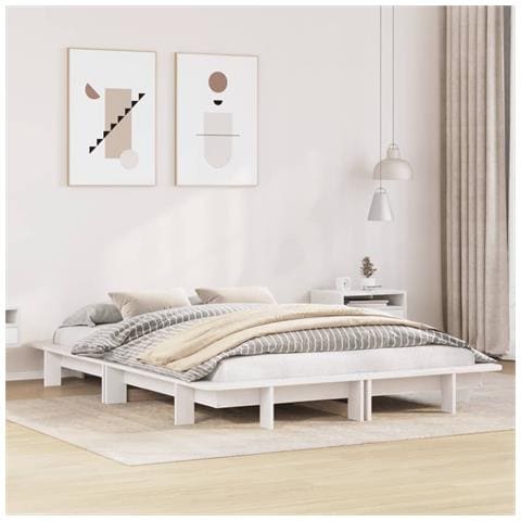 Letto Senza Materasso Bianco 120x200 Cm Legno Massello Di Pino - Foto 1