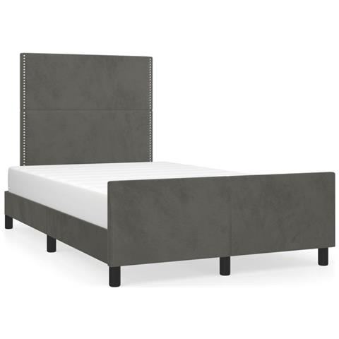 Giroletto Senza Materasso Grigio Scuro 120x190 Cm Velluto - Foto 2