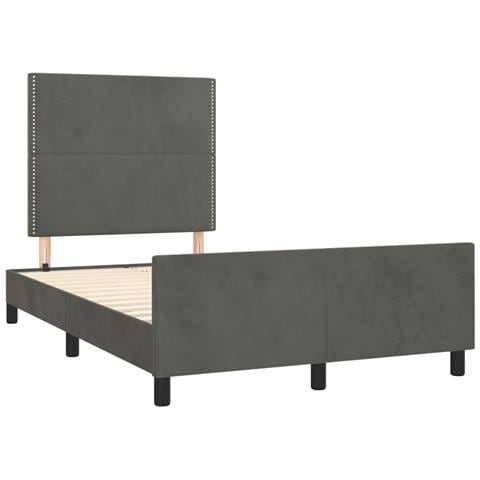 Giroletto Senza Materasso Grigio Scuro 120x190 Cm Velluto - Foto 3