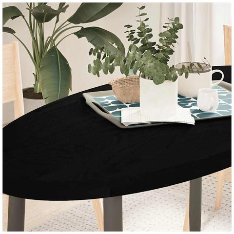 Piano Tavolo Marrone Scuro 120x60x4 Cm In Rovere Massello Ovale - Foto 1