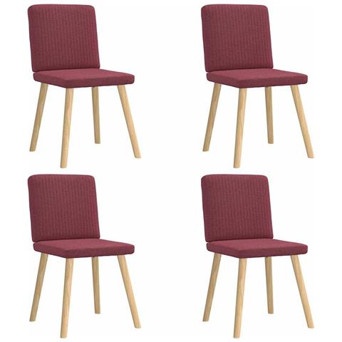 Sedie Da Pranzo 4 Pz Rosso Vino In Tessuto - Foto 2