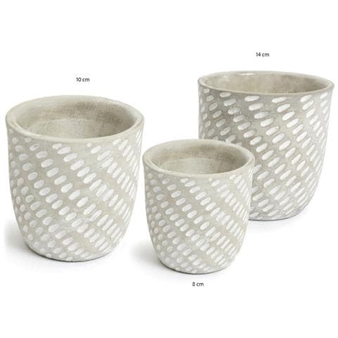 Set 3 Vaso Decorativo Moderno Per Fiori In Cemento Design Modello Mark - Foto 2