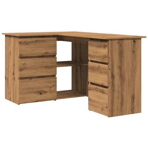 Scrivania Angolo Rovere Artigianale 145x100x76 Cm Truciolato - Foto 2