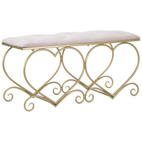 Panca Cuore 4 - Oro - Metallo - 105x37,5x51,5 Cm - Foto 1