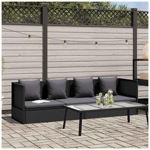 Lettino Da Giardino Con Cuscini In Polyrattan Nero - Foto 8